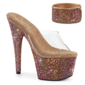Pleaser BEJEWELED-712RS Mules Con Plateau Trasparente...