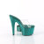 Pleaser BEJEWELED-712RS Mules Con Plateau Trasparente Strass Verde
