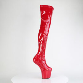 Pleaser CRAZE-3000 Stivali Sopra Il Ginocchio Con Plateau Vernice Rosso