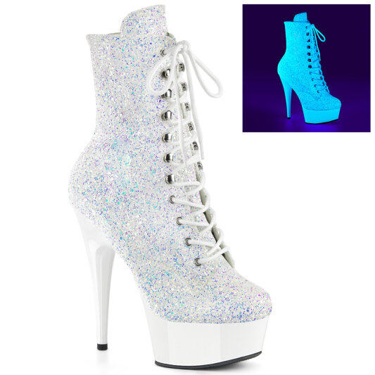 Pleaser DELIGHT-1020LG Stivaletti Con Plateau Glitter Neon Bianco