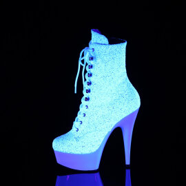 Pleaser DELIGHT-1020LG Stivaletti Con Plateau Glitter Neon Bianco