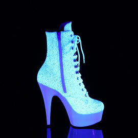Pleaser DELIGHT-1020LG Stivaletti Con Plateau Glitter Neon Bianco