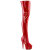 Pleaser DELIGHT-3000HWR Stivali Sopra Il Ginocchio Con Plateau Vernice Holo Rosso