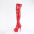 Pleaser DELIGHT-3000HWR Stivali Sopra Il Ginocchio Con Plateau Vernice Holo Rosso