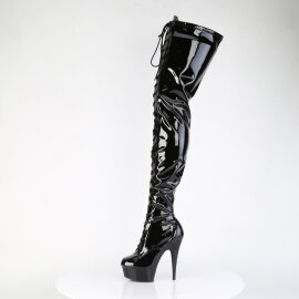 Pleaser DELIGHT-4023 Stivali Sopra Il Ginocchio Con Plateau Vernice Nero
