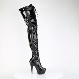Pleaser DELIGHT-4023 Stivali Sopra Il Ginocchio Con Plateau Vernice Nero