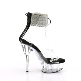 Pleaser DELIGHT-624RS Sandali Con Plateau Trasparente Strass Nero