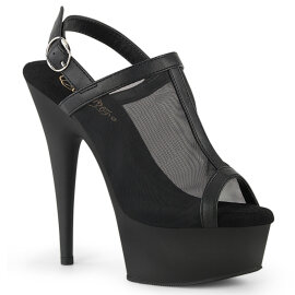 Pleaser DELIGHT-636 Sandali Con Plateau Similpelle Rete Nero