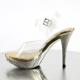 Fabulicious ELEGANT-408 Sandali Con Plateau Cromato Trasparente Gold