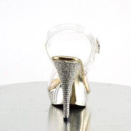 Fabulicious ELEGANT-408 Sandali Con Plateau Cromato Trasparente Gold