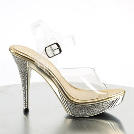 Fabulicious ELEGANT-408 Sandali Con Plateau Cromato Trasparente Gold