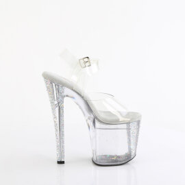 Pleaser ENCHANT-708AQUA-04 Sandali Con Plateau Trasparente Glitter Argento