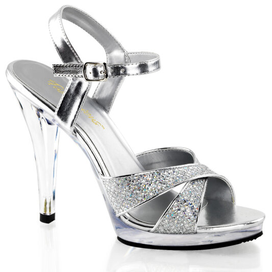 Fabulicious FLAIR-419 Sandali In Stile Gotico Trasparente Glitter Argento