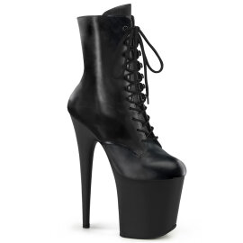 Pleaser FLAMINGO-1020 Stivaletti Con Plateau Pelle Nero