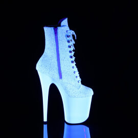 Pleaser FLAMINGO-1020LG Stivaletti Con Plateau Glitter Neon Bianco