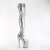 Pleaser FLAMINGO-3000HWR Stivali Sopra Il Ginocchio Con Plateau Holo Argento