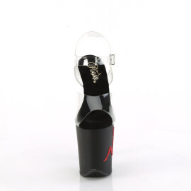 Pleaser FLAMINGO-808TGRS Sandali Con Plateau Trasparente Strass Nero Rosso