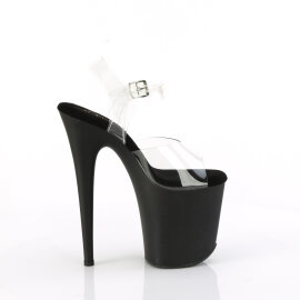Pleaser FLAMINGO-808TGRS Sandali Con Plateau Trasparente Strass Nero Rosso