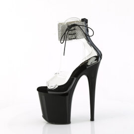 Pleaser FLAMINGO-824RS Sandali Con Plateau Trasparente Strass Nero