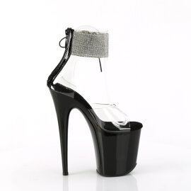 Pleaser FLAMINGO-824RS Sandali Con Plateau Trasparente Strass Nero