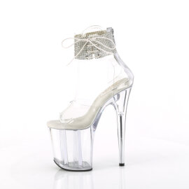 Pleaser FLAMINGO-824RS Sandali Con Plateau Trasparente Strass Trasparente