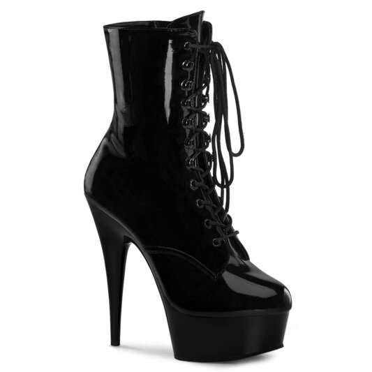 Pleaser DELIGHT-1020 Stivaletti - Vernice Nero/Nero EU-38 / US-8