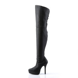 Devious INDULGE-3011 Stivali Sopra Il Ginocchio Con Plateau Similpelle Nero