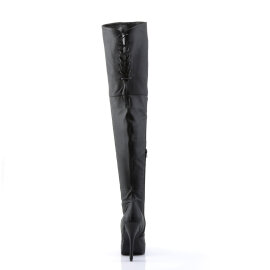 Devious INDULGE-3011 Stivali Sopra Il Ginocchio Con Plateau Similpelle Nero