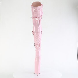 Pleaser INFINITY-3028 Stivali Sopra Il Ginocchio Con Plateau Trasparente Strass Rosa