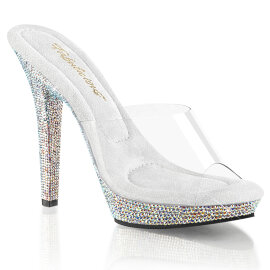 Fabulicious LIP-101DM Mules Trasparente Strass Argento