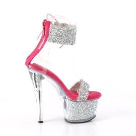 Pleaser SKY-327RSI Sandali Con Plateau Strass Argento Rosa