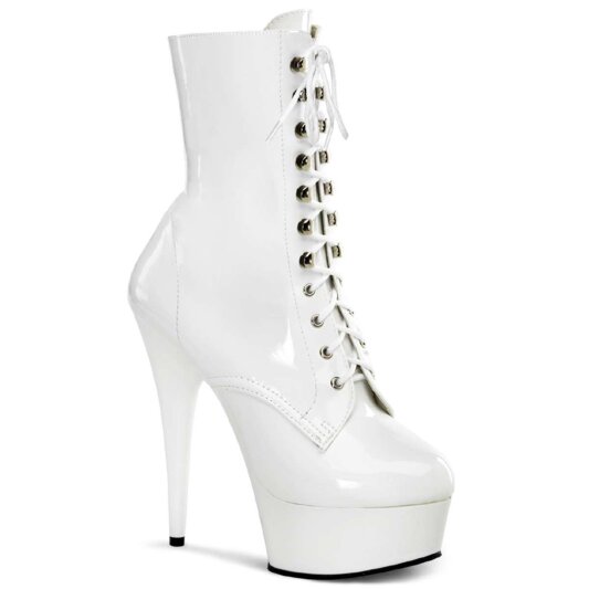 Pleaser DELIGHT-1020 Stivaletti - Vernice Bianco/Bianco EU-37 / US-7