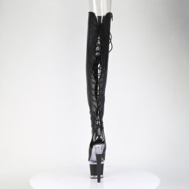 Pleaser SPECTATOR-3030 Stivali Sopra Il Ginocchio Con Plateau Similpelle Trasparente Nero