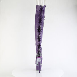 Pleaser SPECTATOR-3030 Stivali Sopra Il Ginocchio Con Plateau Similpelle Trasparente Viola