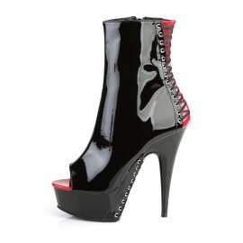 Pleaser DELIGHT-1025 Stivaletti - Vernice Nero-Rosso/Nero EU-35 / US-5