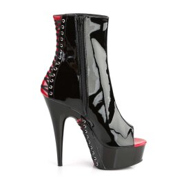Pleaser DELIGHT-1025 Stivaletti - Vernice Nero-Rosso/Nero EU-35 / US-5