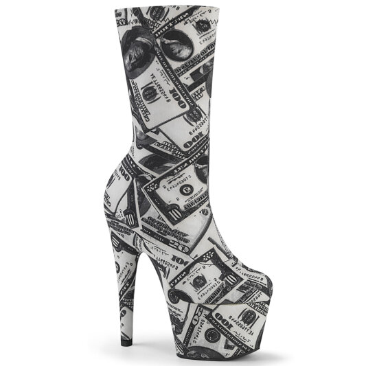 Pleaser ADORE-1002DP Stivaletti Con Plateau Tessuto Nero Bianco EU-36 / US-6