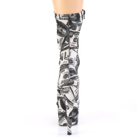 Pleaser ADORE-1002DP Stivaletti Con Plateau Tessuto Nero Bianco EU-36 / US-6