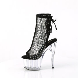 Pleaser ADORE-1018RM Sandali Con Plateau Similpelle Trasparente Strass Nero EU-36 / US-6