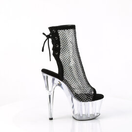 Pleaser ADORE-1018RM Sandali Con Plateau Similpelle Trasparente Strass Nero EU-42 / US-12