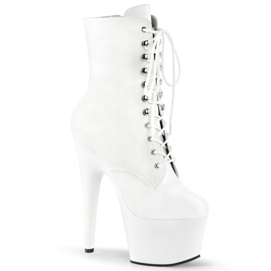 Pleaser ADORE-1020 Stivaletti Con Plateau Similpelle Bianco EU-39 / US-9