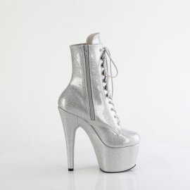 Pleaser ADORE-1020GP Stivaletti Con Plateau Vernice Glitter Argento EU-43 / US-13