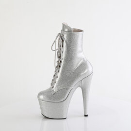 Pleaser ADORE-1020GP Stivaletti Con Plateau Vernice Glitter Argento EU-44 / US-14