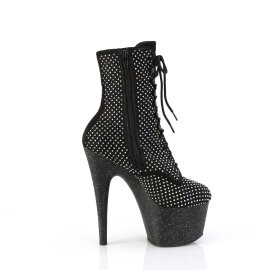 Pleaser ADORE-1020RM Stivaletti Con Plateau Similpelle Strass Rete Nero EU-40 / US-10
