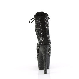 Pleaser ADORE-1020RM Stivaletti Con Plateau Similpelle Strass Rete Nero EU-41 / US-11