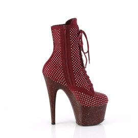 Pleaser ADORE-1020RM Stivaletti Con Plateau Similpelle Strass Rete Borgogna EU-41 / US-11