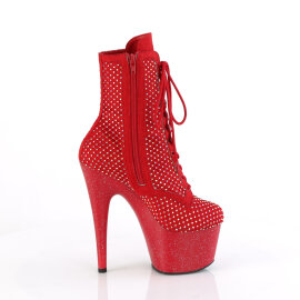 Pleaser ADORE-1020RM Stivaletti Con Plateau Similpelle Strass Rete Rosso EU-36 / US-6