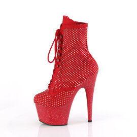 Pleaser ADORE-1020RM Stivaletti Con Plateau Similpelle Strass Rete Rosso EU-41 / US-11