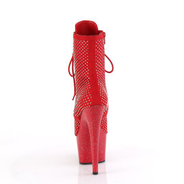 Pleaser ADORE-1020RM Stivaletti Con Plateau Similpelle Strass Rete Rosso EU-41 / US-11