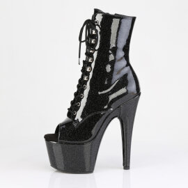 Pleaser ADORE-1021GP Stivaletti Con Plateau Vernice Glitter Nero EU-40 / US-10
